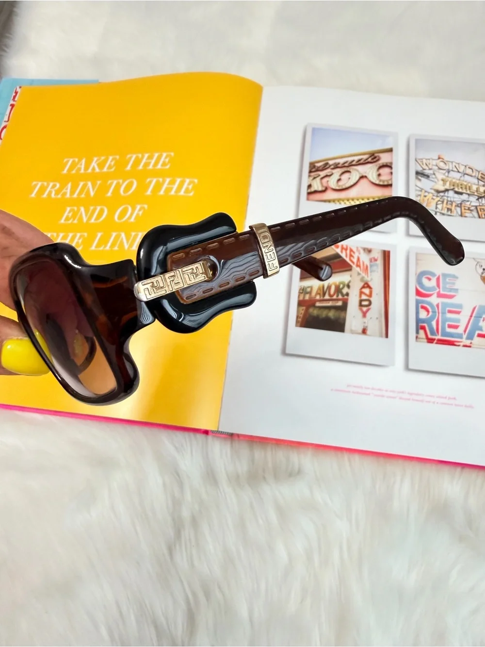 Vintage Fendi Burgundy Gradient Oval Sunglasses with Gold Accents